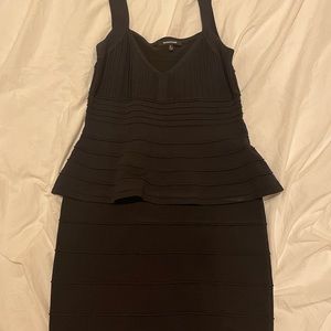 Black peplum textured dress